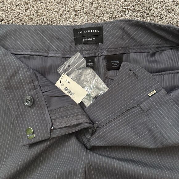 The Limited Cassidy Fit Gray Striped Mid Rise Flare Dress Pants Size 8 NWT - Picture 4 of 12